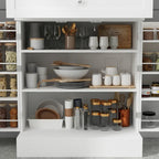 Buffet Cabinet w Hutch Kitchen Pantry Storage Cabinet White Sideboard