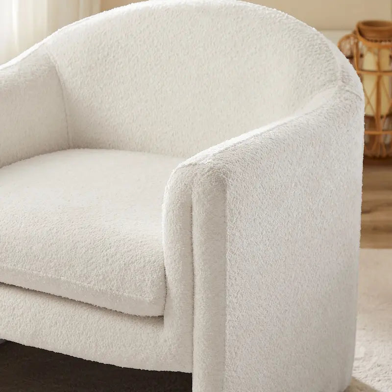 VANOMi 31.2 Inch Nordic Wide Boucle Upholstered Barrel Accent Chair
