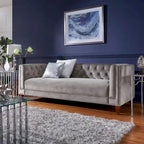 Layla Jewel-tuft Grey Velvet Seating with Nailhead by iNSPIRE Q Bold