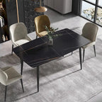 63 Modern Dining TableSintered Stone Tabletop with Black Base
