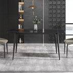 63 Modern Dining TableSintered Stone Tabletop with Black Base