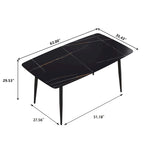 63 Modern Dining TableSintered Stone Tabletop with Black Base