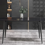63 Modern Dining TableSintered Stone Tabletop with Black Base