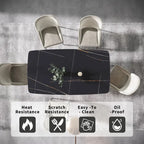 63 Modern Dining TableSintered Stone Tabletop with Black Base