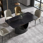 63 Modern Dining TableSintered Stone Tabletop with Black Base