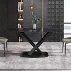 63 Modern Dining TableSintered Stone Tabletop with Black Base