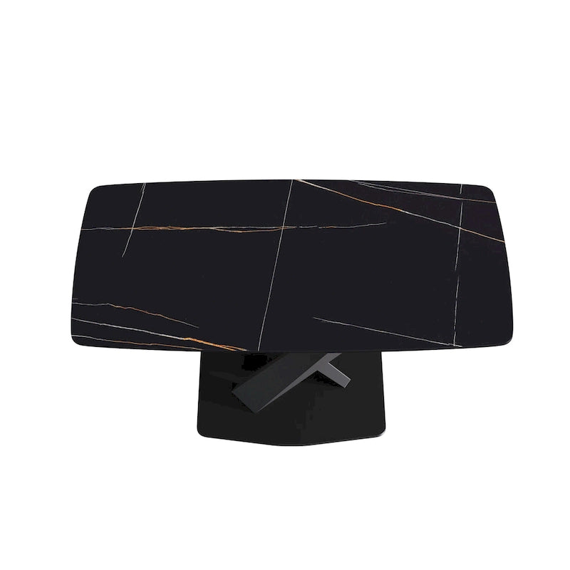 63 Modern Dining TableSintered Stone Tabletop with Black Base