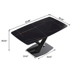 63 Modern Dining TableSintered Stone Tabletop with Black Base