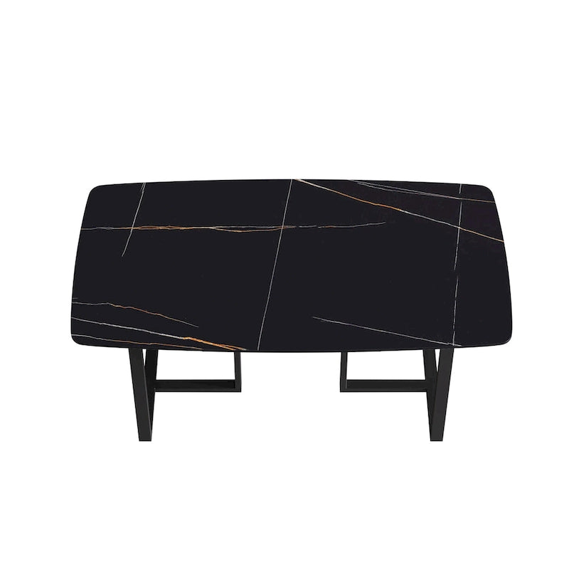 63 Modern Dining TableSintered Stone Tabletop with Black Base