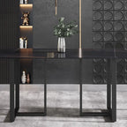63 Modern Dining TableSintered Stone Tabletop with Black Base