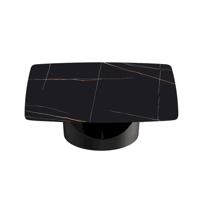 63 Modern Dining TableSintered Stone Tabletop with Black Base