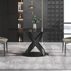 63 Modern Dining TableSintered Stone Tabletop with Black Base