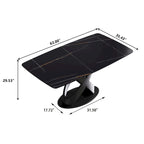 63 Modern Dining TableSintered Stone Tabletop with Black Base