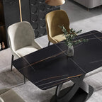 63 Modern Dining TableSintered Stone Tabletop with Black Base