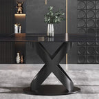 63 Modern Dining TableSintered Stone Tabletop with Black Base