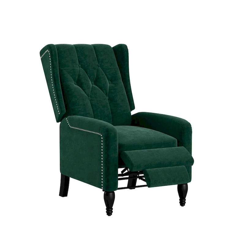 Gracewood Hollow Bea Velvet Wingback Push Back Recliner Chair