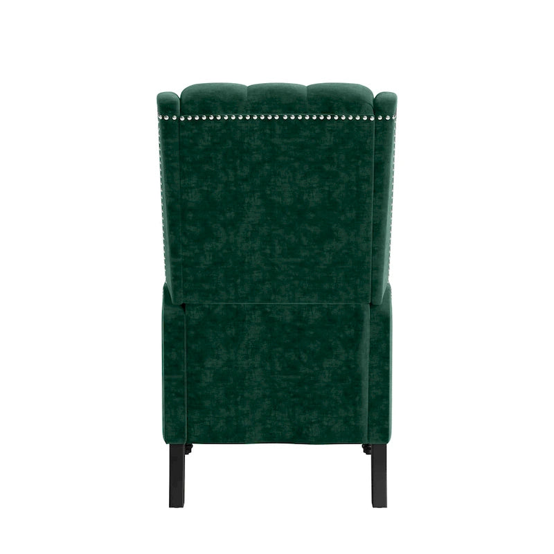 Gracewood Hollow Bea Velvet Wingback Push Back Recliner Chair