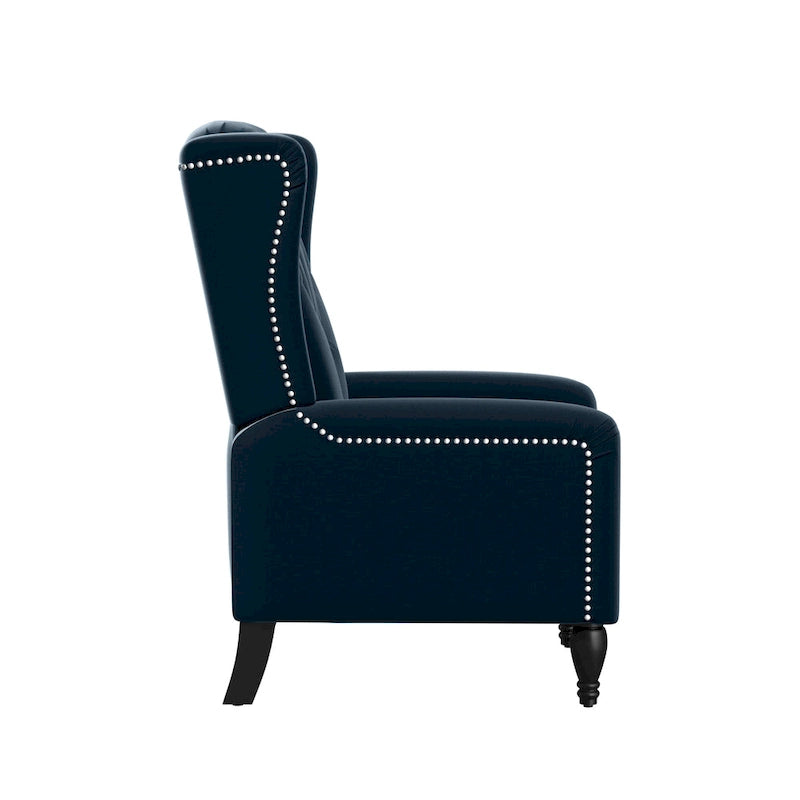 Gracewood Hollow Bea Velvet Wingback Push Back Recliner Chair