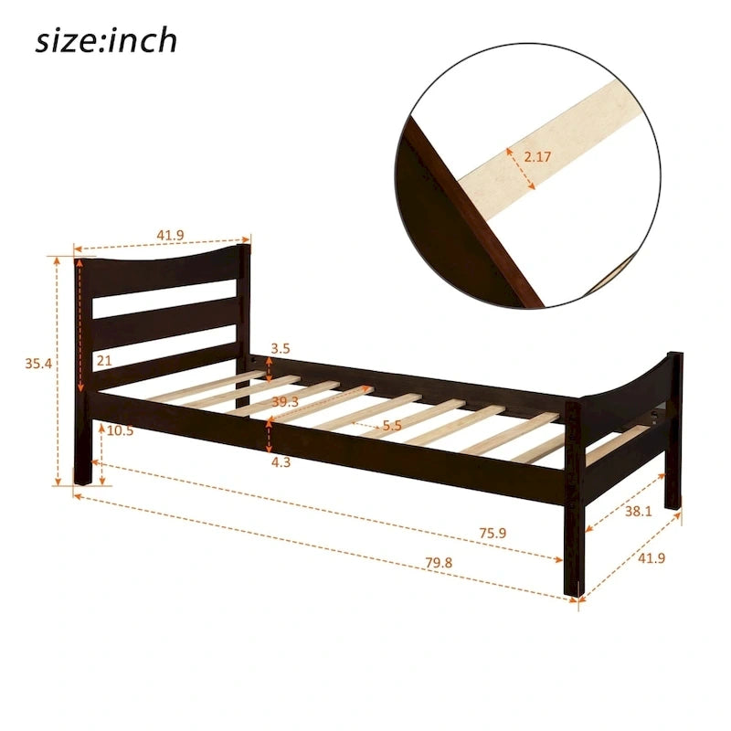 Wood Platform Bed with Headboard