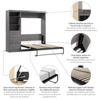 Nebula Full Murphy Bed and Closet Organizer with Drawers by Bestar
