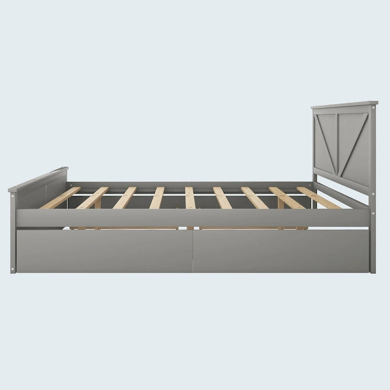 King Size Wooden Platform Bed
