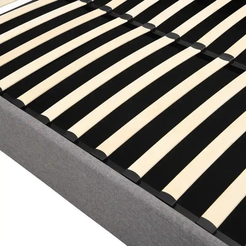 Queen Size Linen Upholstered Platform Bed with Lift Up Storage System