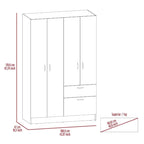 TUHOME Vaupes Armoire with 2 Double Door Cabinets, Drawer, 5 Interior Shelves, Rod, and Pull Down Cabinet - N/A