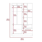 TUHOME Vaupes Armoire with 2 Double Door Cabinets, Drawer, 5 Interior Shelves, Rod, and Pull Down Cabinet - N/A