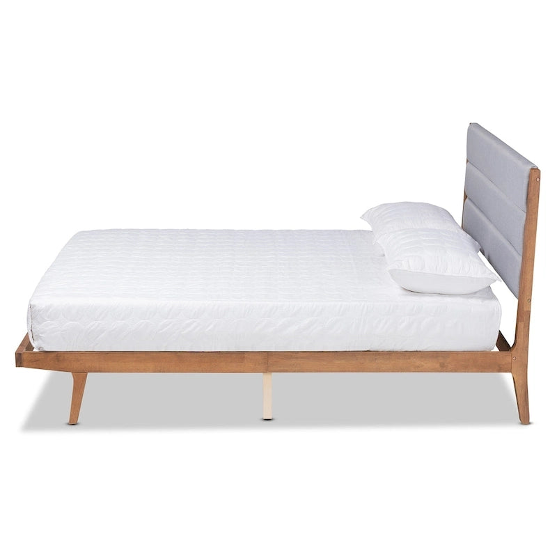 Jarlan Transitional Fabric Upholstered Wood Platform Bed-Light Grey