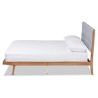 Jarlan Transitional Fabric Upholstered Wood Platform Bed-Light Grey