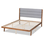 Jarlan Transitional Fabric Upholstered Wood Platform Bed-Light Grey