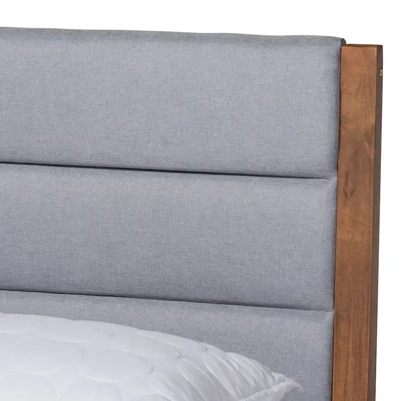 Jarlan Transitional Fabric Upholstered Wood Platform Bed-Light Grey
