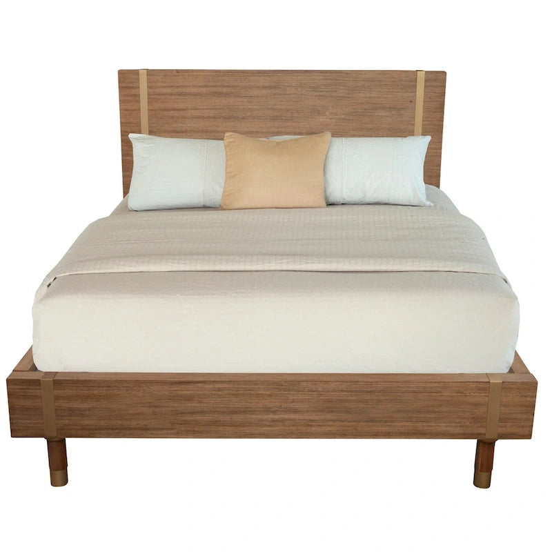 Alpine Furniture Easton Wood Platform Bed in Sand (Beige)