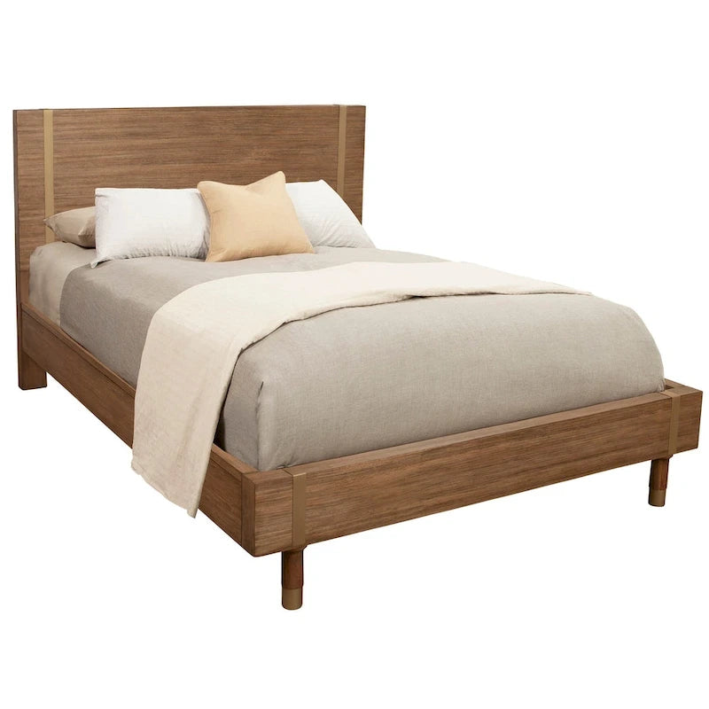 Alpine Furniture Easton Wood Platform Bed in Sand (Beige)