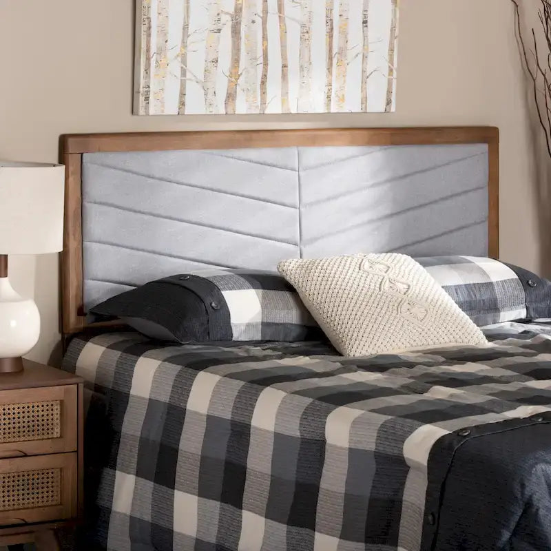 Iden Modern and Contemporary Wood Headboard -Light Grey