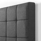 Priage by ZINUS Grey Square Stitched King Platform Bed Frame