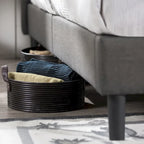 Priage by ZINUS Grey Square Stitched King Platform Bed Frame