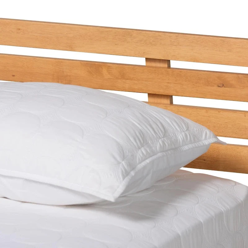 Joaquin Modern Japandi Rustic Brown Finished Wood Platform Bed