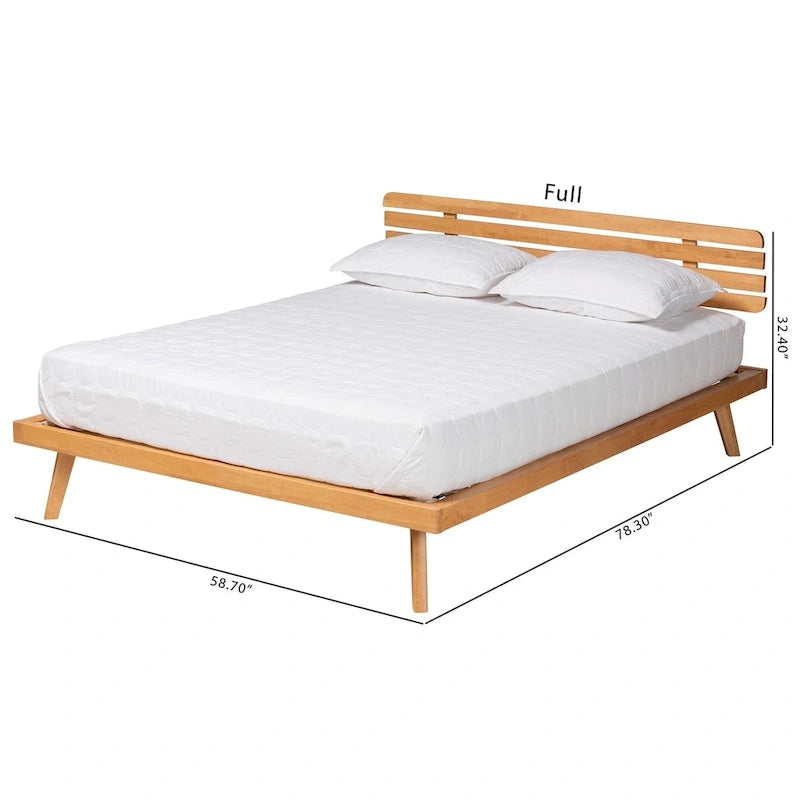 Joaquin Modern Japandi Rustic Brown Finished Wood Platform Bed