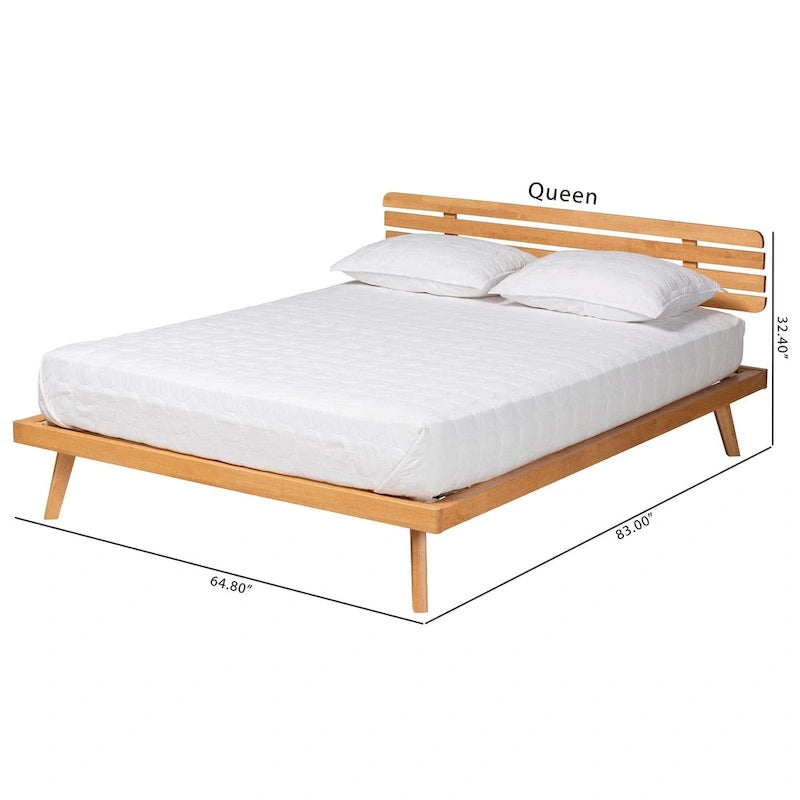 Joaquin Modern Japandi Rustic Brown Finished Wood Platform Bed