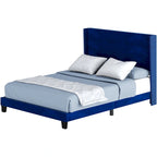 Velvet Upholstered Platform Bed Frame