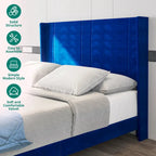 Velvet Upholstered Platform Bed Frame