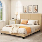 Velvet Upholstered Platform Bed Frame