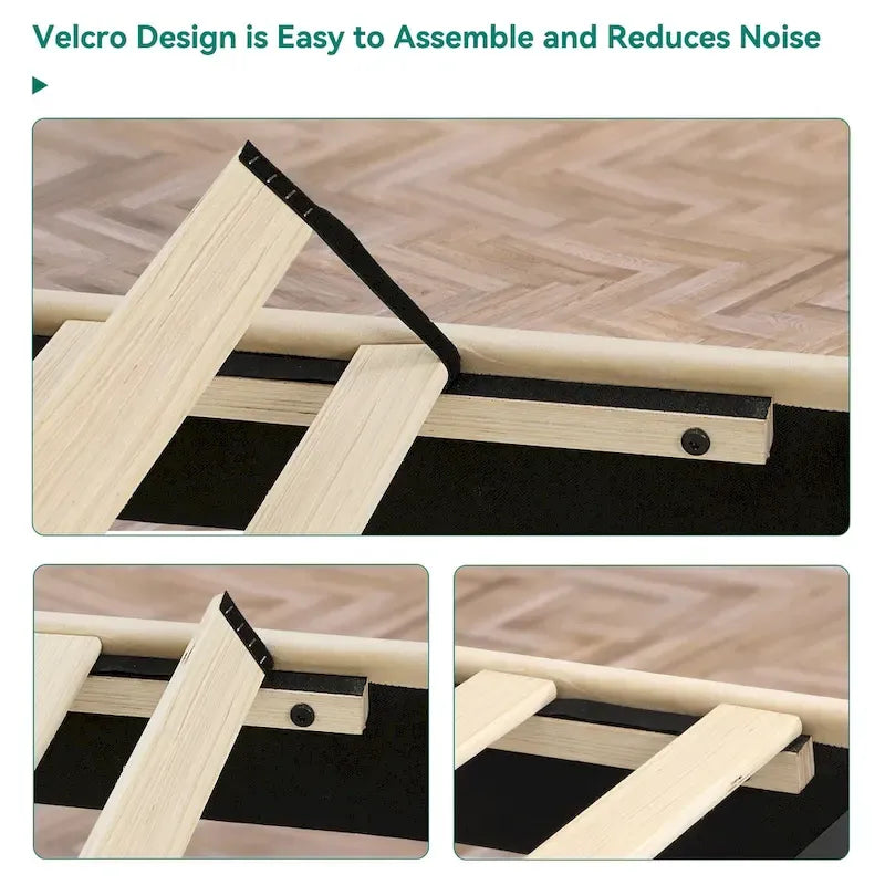 Velvet Upholstered Platform Bed Frame