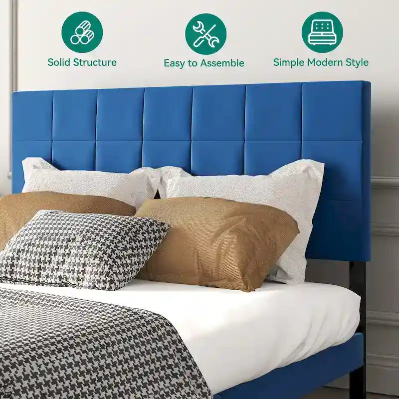 Velvet Upholstered Platform Bed Frame
