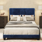 Velvet Upholstered Platform Bed Frame