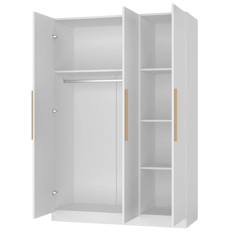 Wardrobe Armoire Wooden Closet Cabinet 6 Storage Cube and Hanging Rod