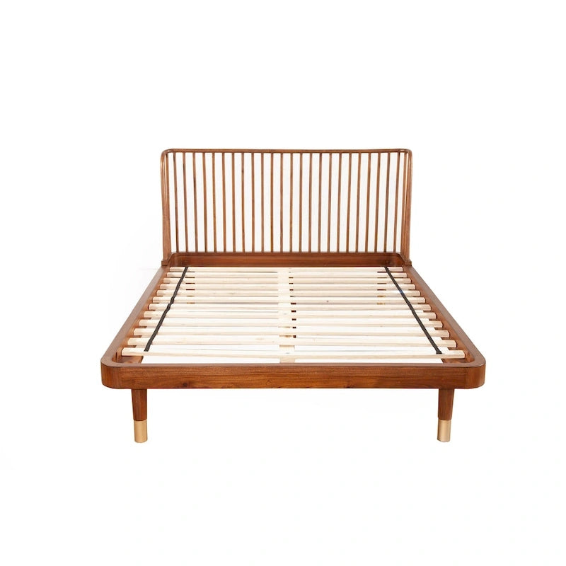 Alpine Furniture Belham Wood Platform Bed in Dark Walnut (Brown)