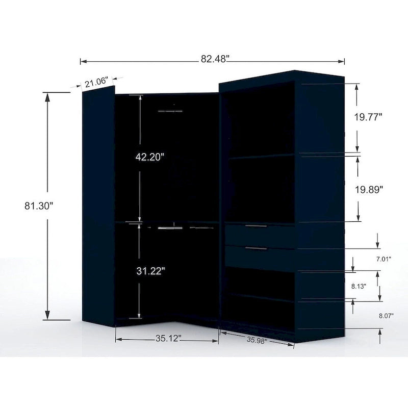 Mulberry 3.0 Sectional Modern Corner Wardrobe Closet Set of 2