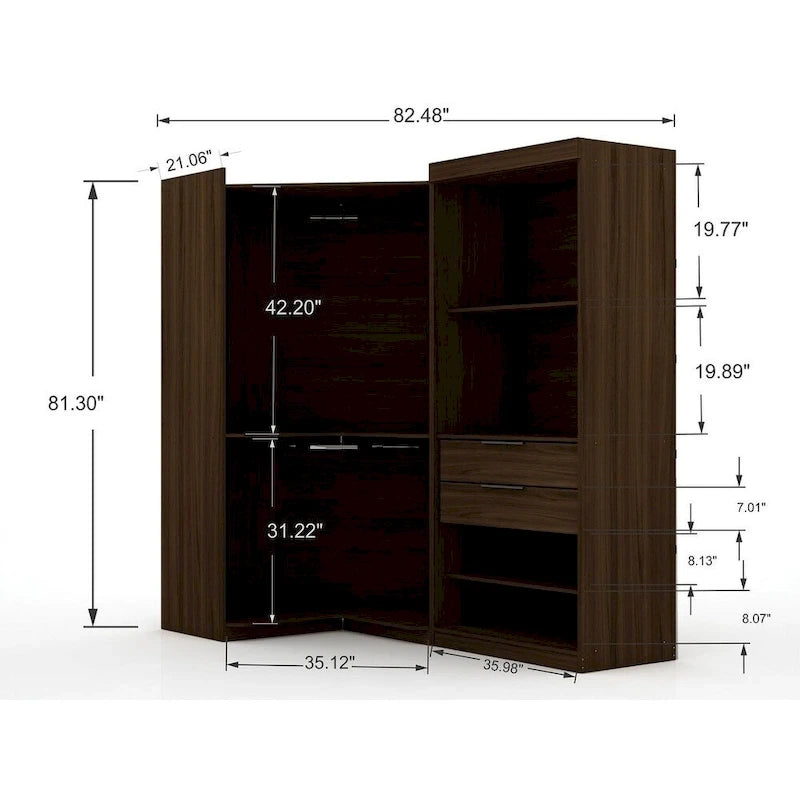 Mulberry 3.0 Sectional Modern Corner Wardrobe Closet Set of 2